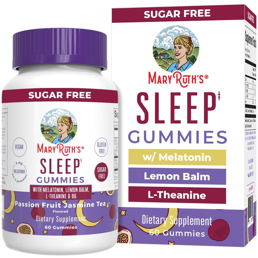 MARYRUTH'S Melatonin 5mg Sleep Gummy z L-Theanine 