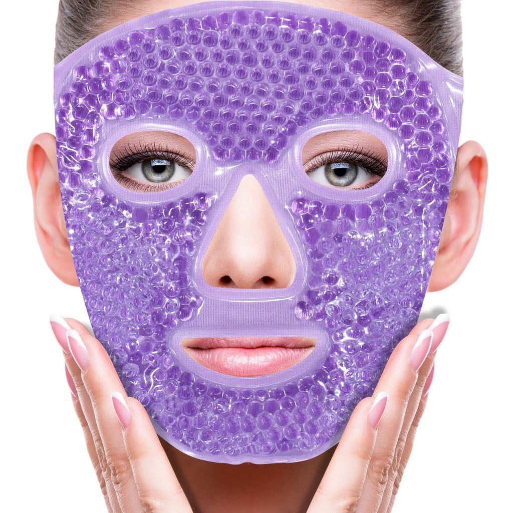 ZNÖCUETÖD maska za obraz maska led paket za zmanjšanje Puffiness, vrečke pod očmi, Puffy temni krogi, migrena, Hot / Cold paket z mehko Plush hrbtenjačo (purple #22)