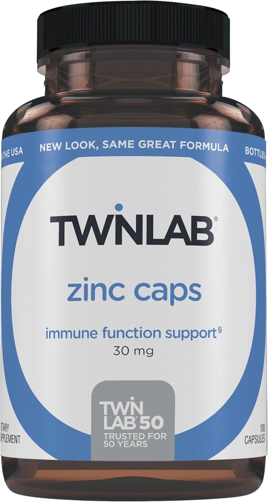 Twinlab Cinkove pokrovčke – imunološka podpora, presnova, nega kože, 100 kapsul