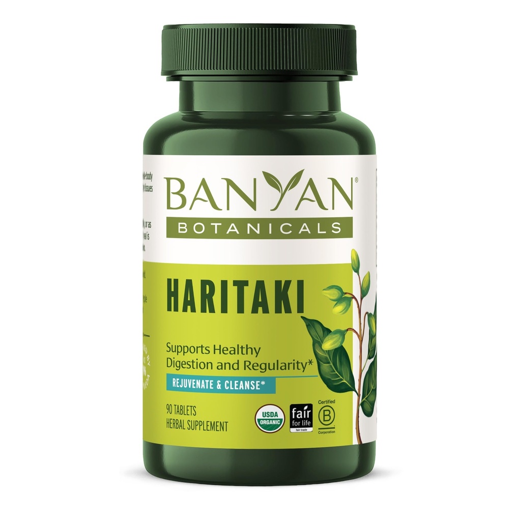 Banyan Botanicals Haritaki Tablete – Certified Organic Terminalia Chebula – Podpira razstrupljanje in pomlajevanje* – 90 Tablet – Non-GMO Trajno Izvira Certified Fair for Life Fair Trade