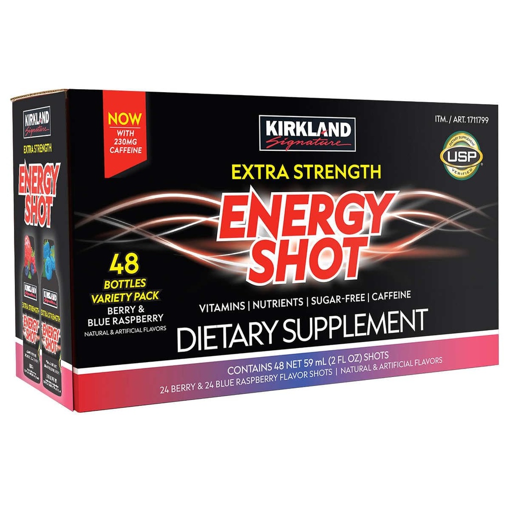 Kirkland Podpis Dodatna moč Energija Shot, Prehranska dopolnila: 48 steklenice Variety Pack 2 Fl Oz