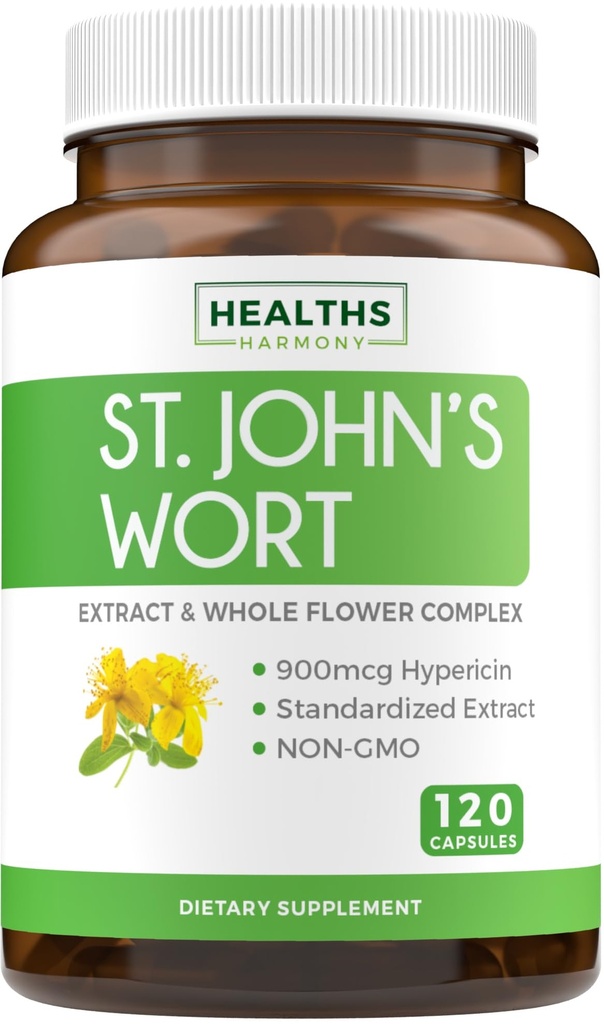 Kapsule St. John's Wort - močan in močan izvleček Saint John's Wort & Cel Herb Complex Standardiziran na 900mcg hipericin za Balancing Daily Mood podpora - Vegan Non-GMO & Lab preverjen (120 Caps)