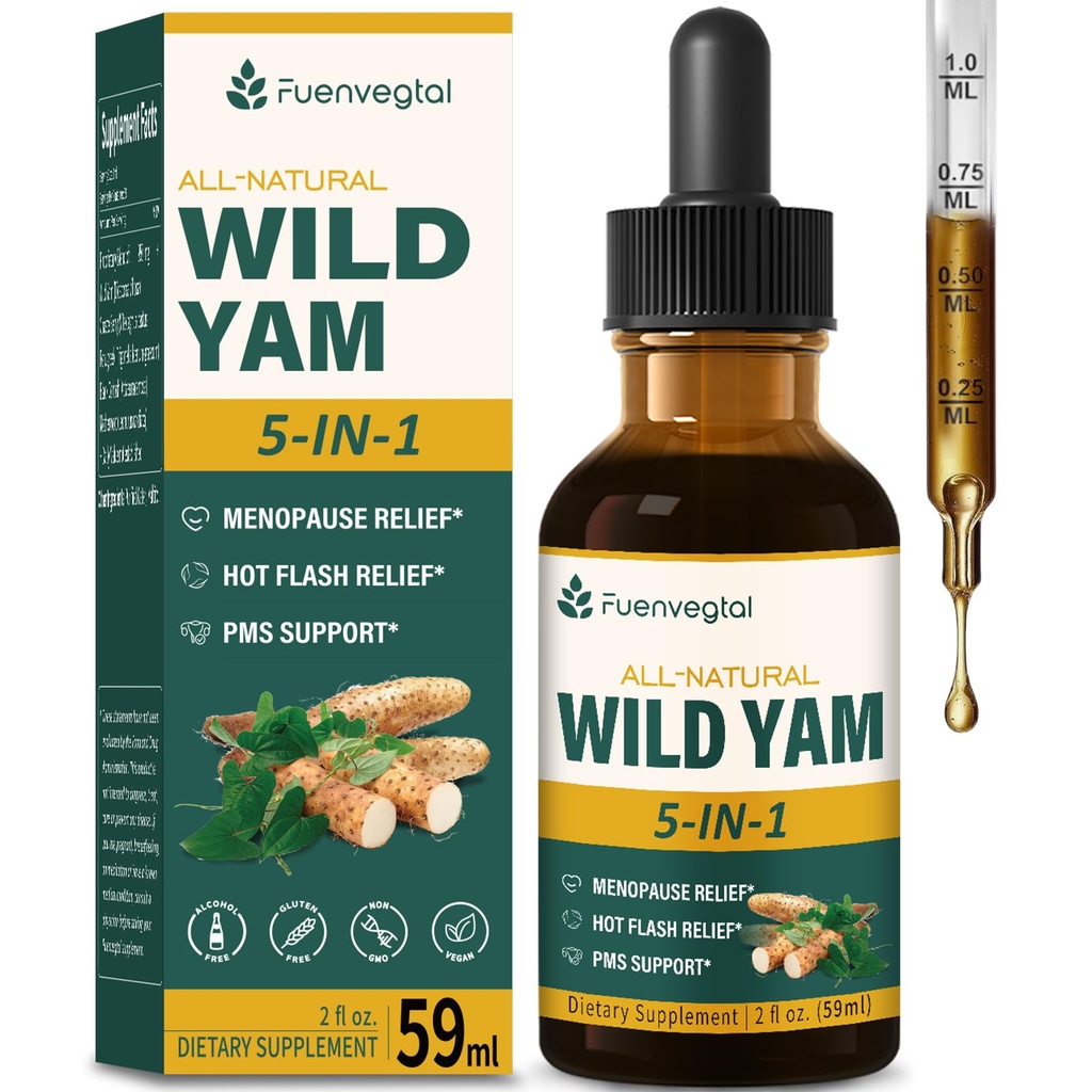 Wild Yam Root Extract kapljice, ženski dodatek s Fenugreek & Matherwort Herb za Menopause Relief & PMS podporo. Fenogreco y 
