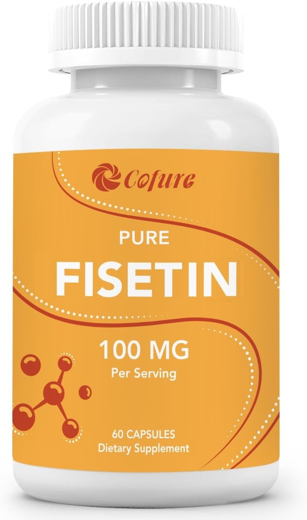 Fisetin dopolnila, 100 mg naravnega bioaktivnega aromanoida, pravi 98% čistega, podpora staranju, ne-GMO, Gluten-free, 60 kapsul, 60 serving