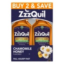 ZzzQuil Liquid Sleep Aid, Umirjanje spanja, Difenhidramin 50 mg HCl, Kamilični med z aromo, nočno spanje Tekoči, Pomoč za spanje za odrasle, 2 paket, 24 FL Oz