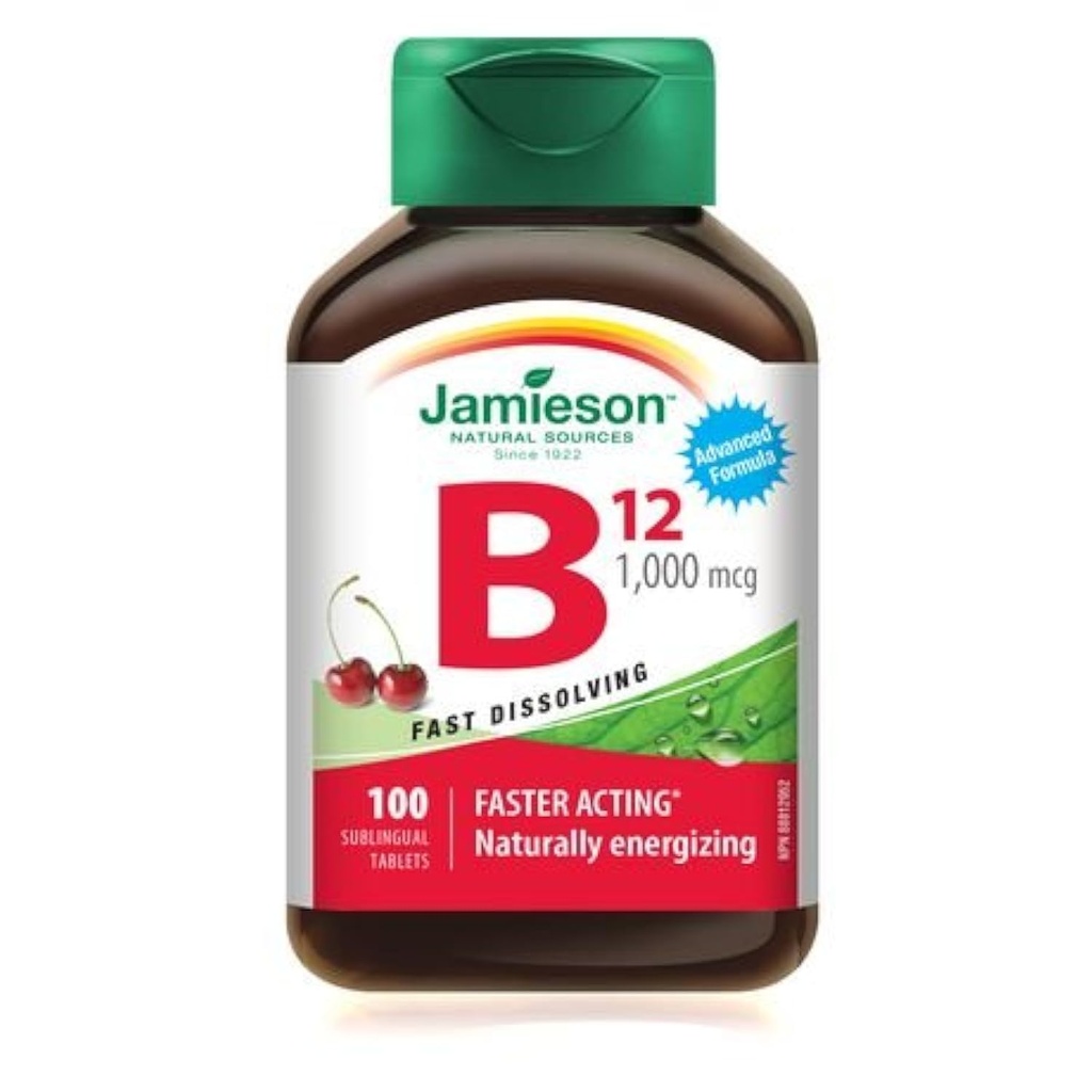 Jamieson Vitamin B12 metilkobalamin hitro raztapljanje podjezične tablete, 1000 μg, 100 podjezičnih tablet