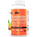 fitcode Kurkumin s 95% Curcuminoidi, Najvišja moč, Non-GMO, Gluten prost, 1500mg Ultra-Pure Kurkumin z BioPerin za izboljšano absorpcijo, 30 Serving Veggie kapsule