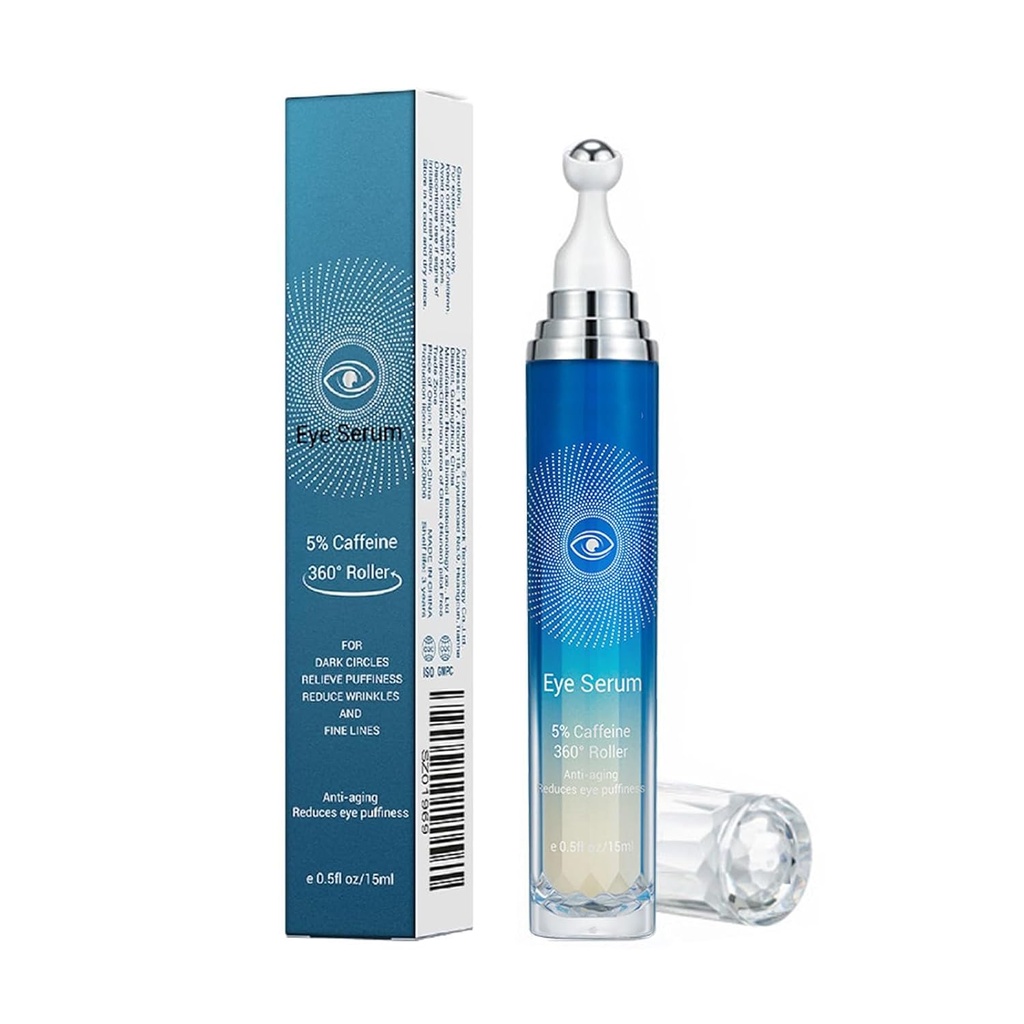 5% serum kofeina za oči, krema proti staranju pod očmi za temne kroge Puffiness gube in fine linije, korejska krema za oči z 360°Massage žogo, eyeBags zdravljenje za moške in ženske