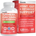 5-v-1 organski kurkumin dodatek (4210mg) z Berberinom, Cinnamon Bioperine in Ginger dopolnila za skupno, srce, Gut, in metabolično podporo (120 ct)