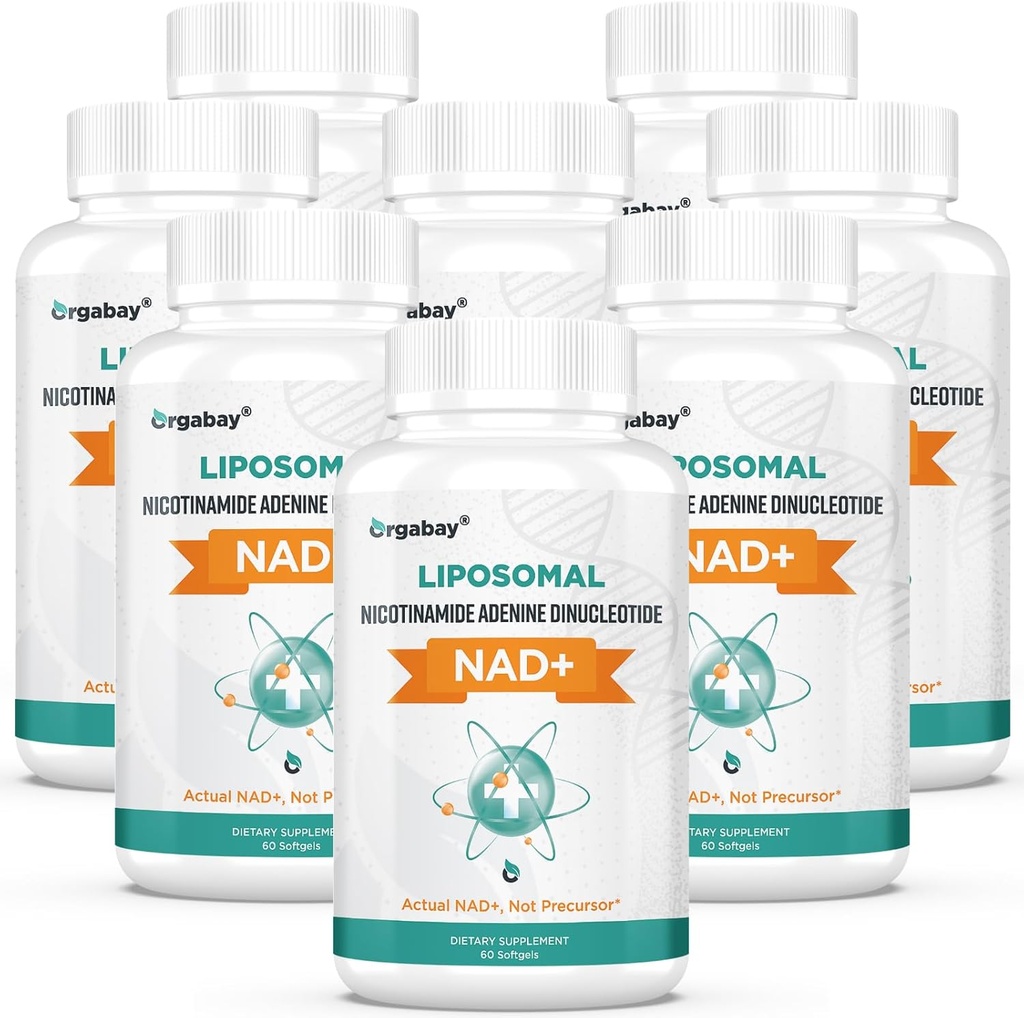 Orgabay Liposomal NAD+ Dodatek 500 mg, visoka absorpcija, povečanje NAD+ s TMG 250 mg, dejanska NAD Plus bolj učinkovito kot nikotinamid ribozid, podpora celična energija, zdravo staranje 