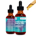 Jetrna podpora & NAC, cink - 2 fl oz Tekoče kapljice z mlekom osat, Dandelion Root, Chicory, Kurkuma, Beet Root, Chanca Piedra - Jetrna čistila & Detox dodatek