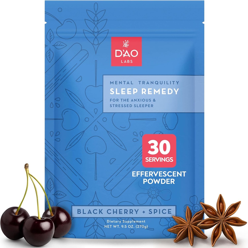 D'AO Labs Duševna tišina - Nenavadno oblikovanje - Duševna mirnost dodatek - Stres Relax & Tranquil Powder - GUI Pi Tang Tradicionalna kitajska Zeliščna - Črna Cherry & Spice Flavor - 30 Servings