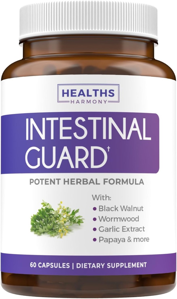 Črevesna garda (Nen-GMO) - Močna naravna Formula z Wormwood, Black Walnut, Goldenseal, PAU D'Arco, Clove, Česen, Več - Vse v enem dodatku - 60 kapsul (brez tablet)