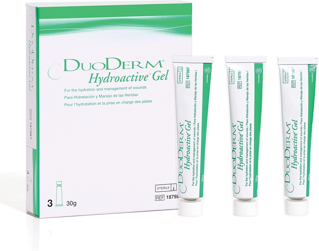 ConvaTec DuoDERM Hidroaktivni sterilni gel, 30 Grams cev za upravljanje z delnimi in polnomastnimi ranami, Aids Autolytic Debridement, 187987, škatla s 3 cevmi