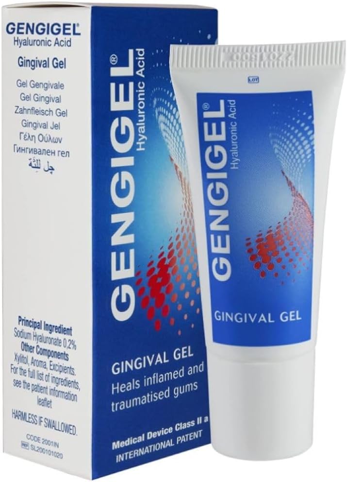 Gengigel Hyaluronic Acid Oralni gel za usta in gum nelagodje (20ml), Soothes draženje, spodbuja naravno zdravljenje in ščiti občutljivo ustno tkivo, brez paraben ali SLS, Vegan & Kosher