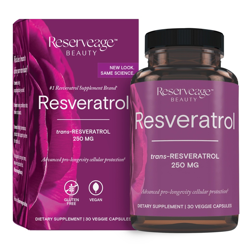Resveratrol 250 mg, Antioksidant dopolnilo za zdravje srca in celic, podpira zdravo staranje in imunski sistem, Paleo, Keto, 30 kapsul