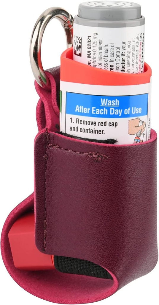 Beautyflier Asthma Inhaler Imetnik, Trajni Microfiber Usnje Travel Handy Inhaler Ključna veriga Imetnik za otroke in odrasle, Vdihovalec ni vključen (rdeče)
