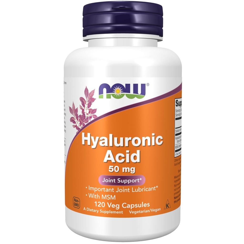 NOW Foods Supplements, hialuronska kislina 50 mg z MSM, skupna podpora*, 120 Veg kapsule