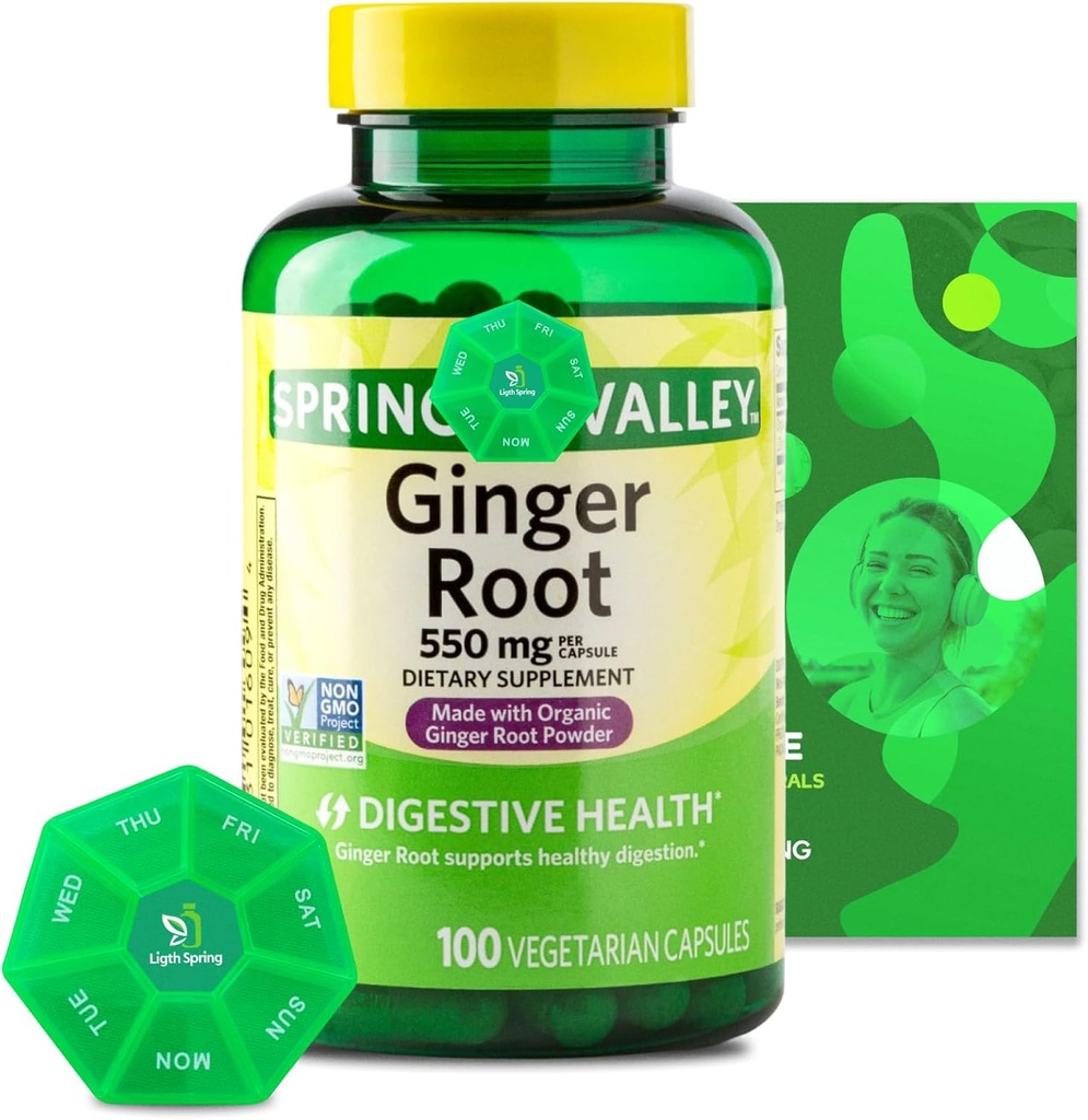Ingver Root 550 mg, 100 vegetarijanske kapsule z mešanico ekskluzivnih vitaminov in mineralov - A do Z - boljši Ligth&Spring vodnik