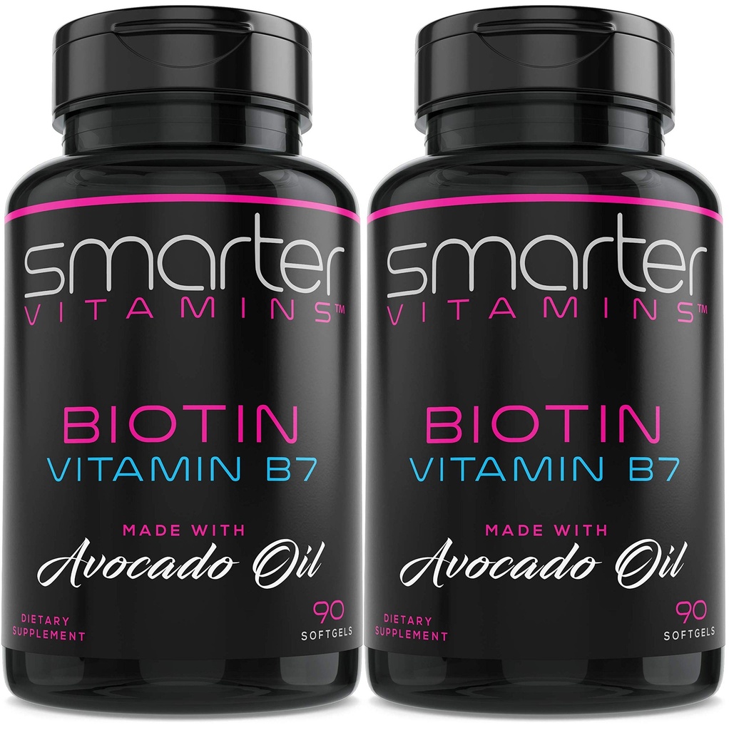 (2 pakiranji) Pametnejši Biotin 5000mcg v olju Avocado, vitamin B7, ne-GMO, 90 Mini tekoči sokovi, brez soje