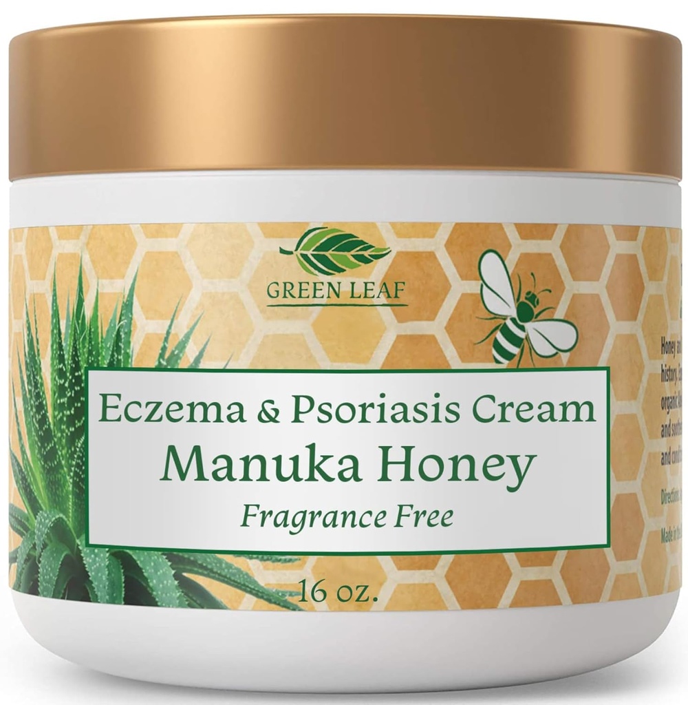 Manuka Medeni ekcema Krema vlažilni losjon Fragrance Free za psoriazo Relief - srbeč, suh kožni izpuščaj Mazilo - Koža Umirjanje vlažilno - Krema za telo in obraz - otroci & odrasli 16oz