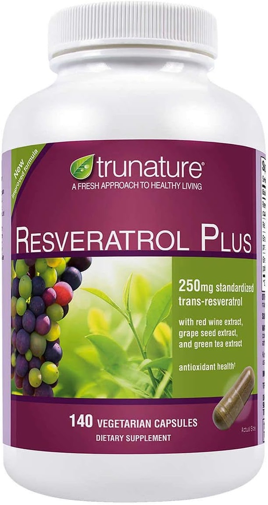 trunatura Resveratrol Plus standardiziran transresveratrol 250 miligram, 140 vegetarijanskih kapsul