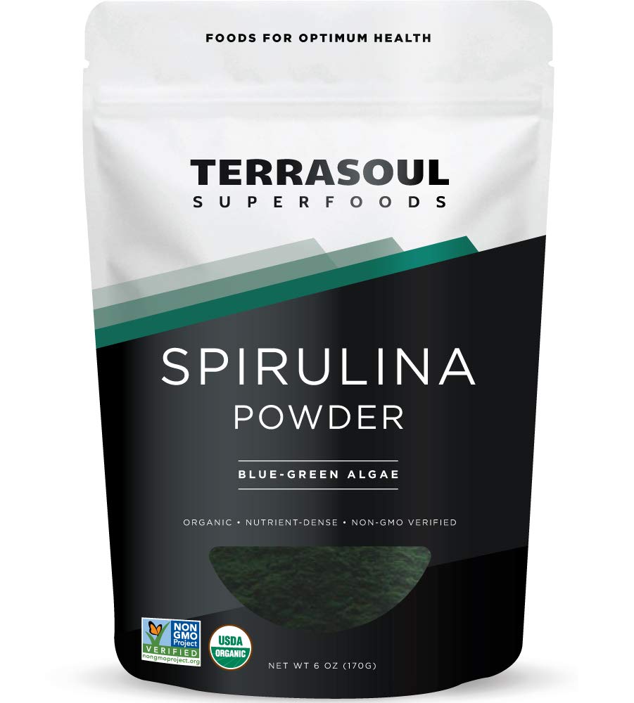 Terrasoul Superfoods Organic Spirulina Powder, 6 Oz, Vegan Protein, Green Superfood Boost za smoothies, Razstrupljanje Elixirs, in imunske podpore