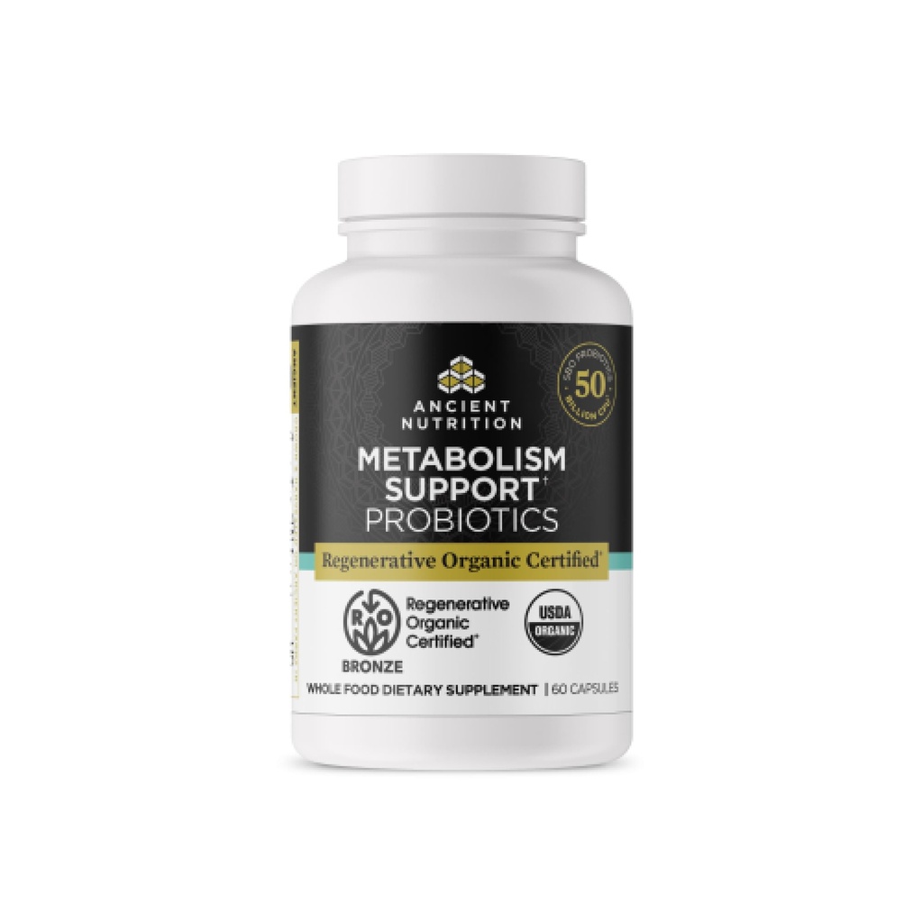 Ancient Nutrition Regenerative Organic Certified Probiotics for Presnova Podpora, Zdrava prebava in Imunski sistem Funkcija Podpora, 50 milijard CFUs* Na Serving, 60 Število
