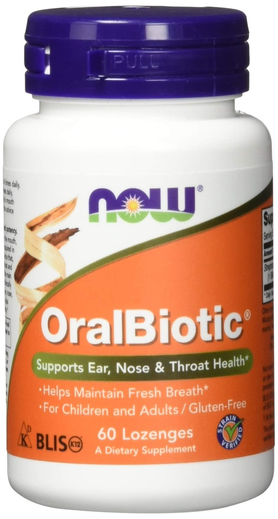 Zdaj hrana oralBiotic, razvita za odrasle in otroke, sev preverjen, 60 Lozenges