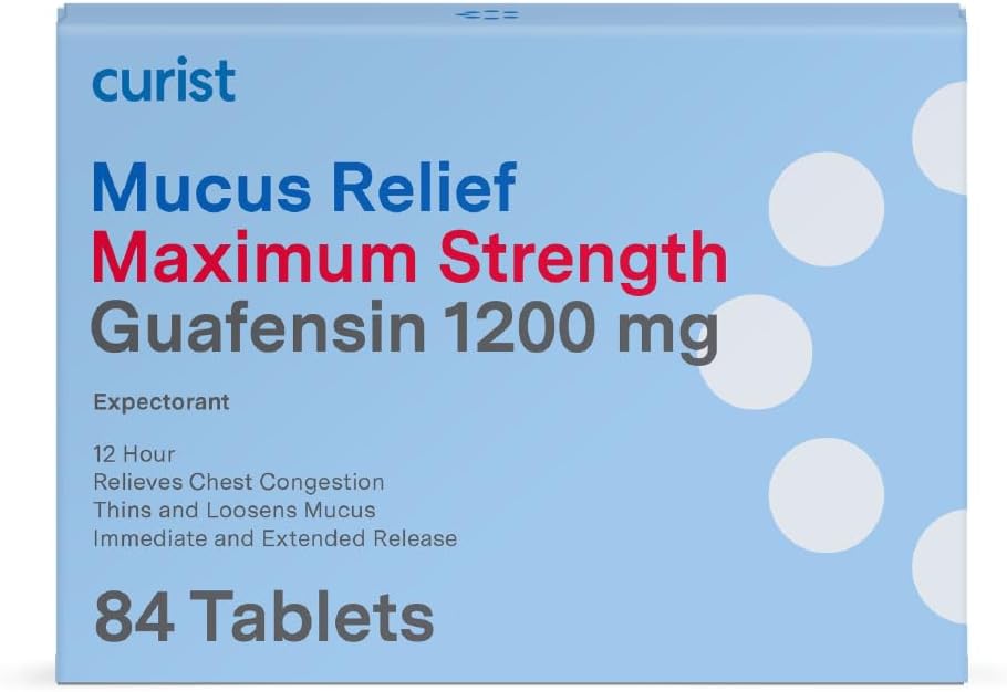 Curist Guaifenesin Mucus Relief 1200 mg Največja moč OTC - 84 Število razširjenih sprošča tablete - zmanjšanje sluz jasno prezasedenost (84 Count Tablet Bulk Pack)