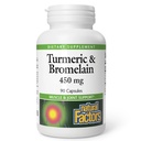 Naravni dejavniki, kurkuma in bromelain 450 mg, podpora mišicam in sklepih, 90 kapsul