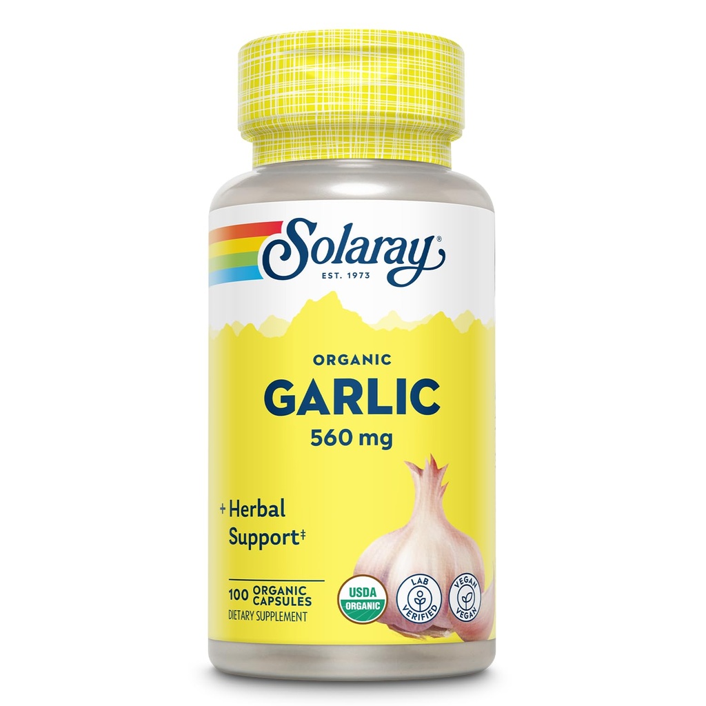 Solaray Organic Česen tablete - 560 mg Česen Dodatki za podporo za zdravje srca - USDA Organic Česen kapsule - Vegan - 60-dnevni denar nazaj garancije - 100 Servings, 100 VegCaps
