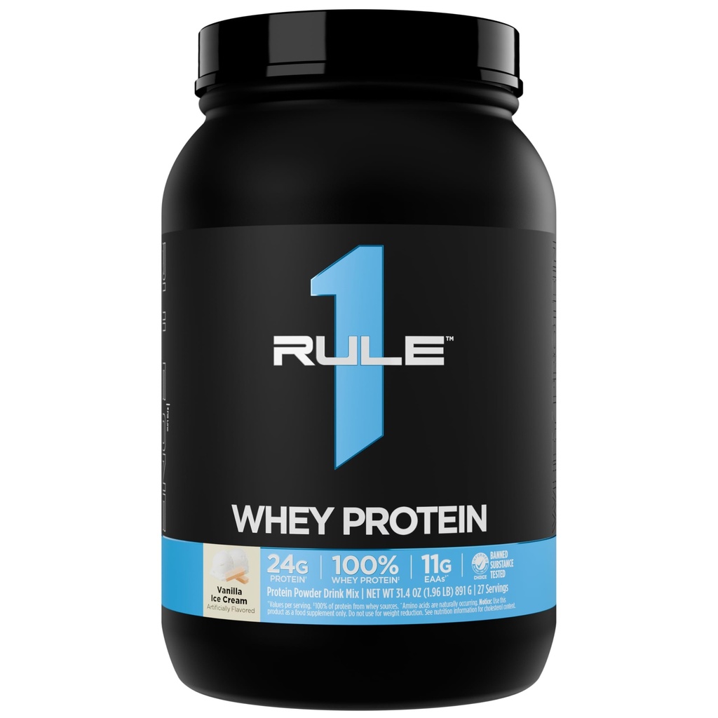 Pravilo 1 Whey Protein – 24g hitro delujoče beljakovine iz All-Whey virov z naravno pojavljanje EAAs & BCAA za regeneracijo vadbe ali kadarkoli uporabe (2 funta*, Vanilla Ice Cream)