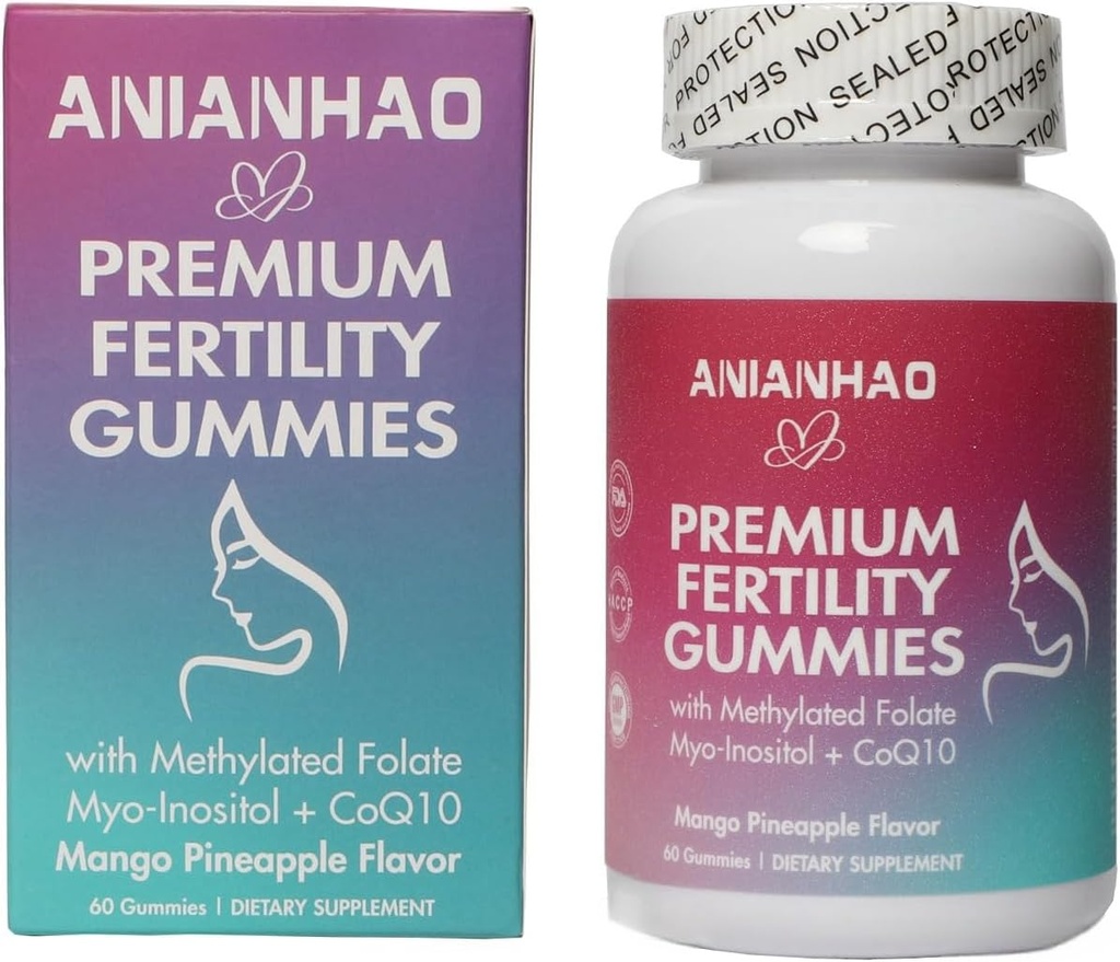 Premium Plodnost Gumies za ženske, Premium Feminine Balance Gumies, z Inositol, CoQ10, Folat in vitamini, Podpora Hormone Ravnotežje, Ovulacija / Menstrual cikel, 1 mesec oskrbo