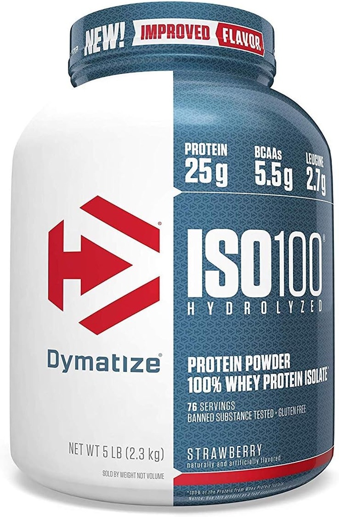 Dymatize ISO100 Hidraliziran 100% sirotkin izolat Jagoda -- 5 funtov