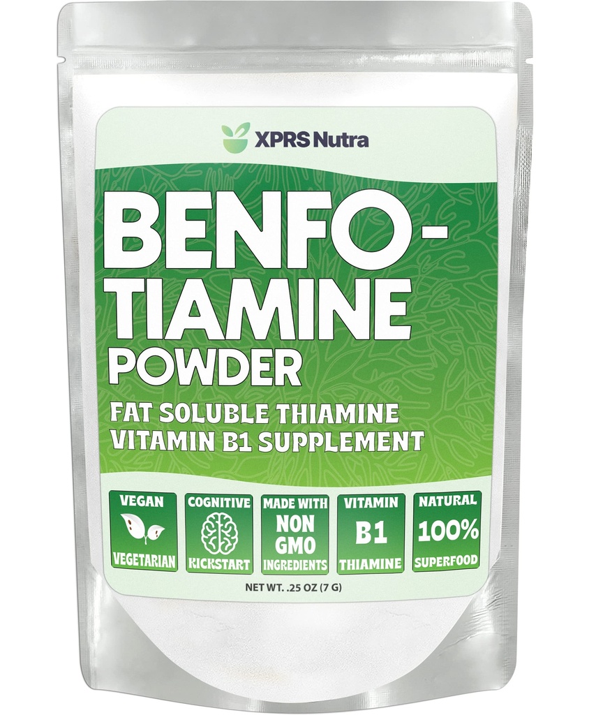 XPRS Nutra Benfotiamin v prahu (Thiamine) - Maščoba Topen Happy Heart Tiamin dodatek - Napredni vitamin B1 Benfotiamin za Cognitive Boost - Vegan prijazno Benfotamin v prahu (.25 Ounce)