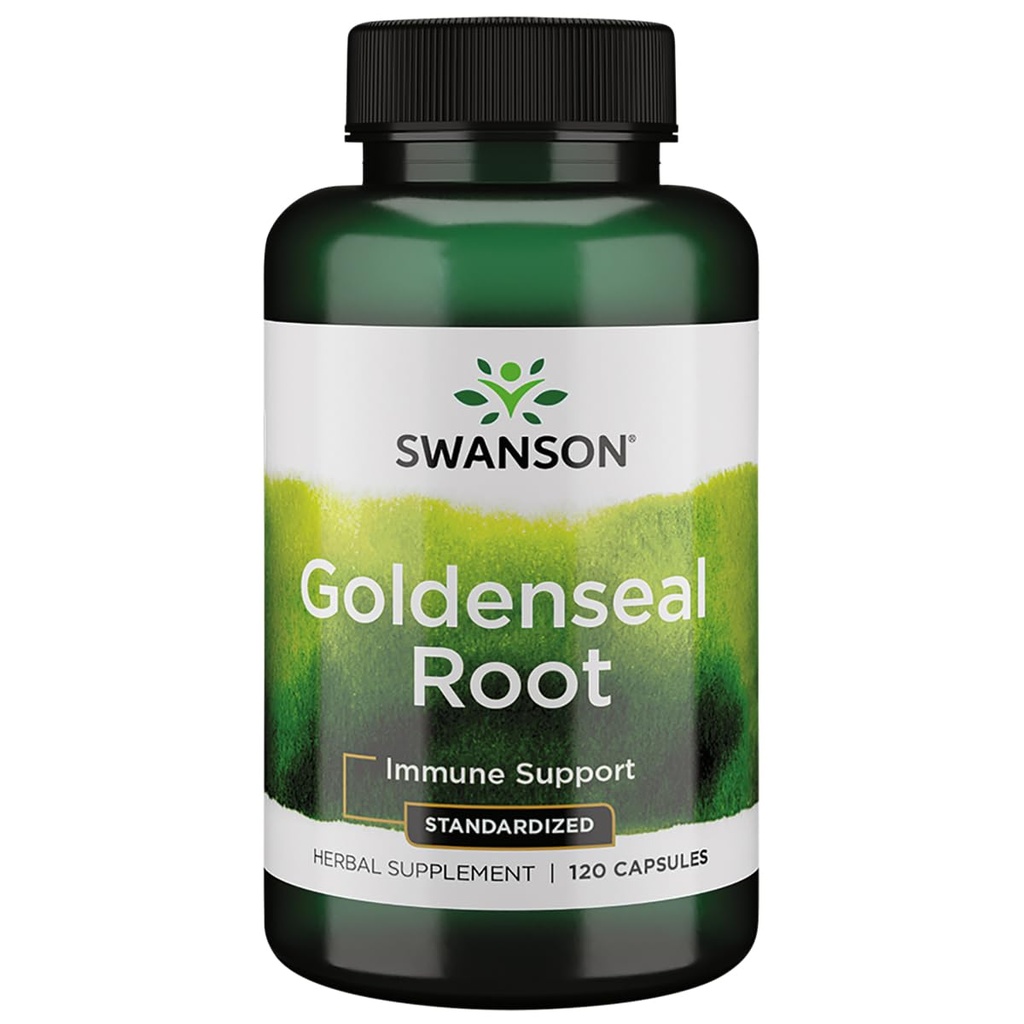 Swanson Goldenseal Root - Zeliščni dodatek spodbujanje imunske podpore in splošno Wellness - Lastnosti Goldenseal koren ekstrakt Standardiziran na minimum 5% skupaj alkaloidi - (120 kapsule, 125mg vsak)