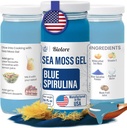 Biolore Wildcrafted Sea Moss Gel - Blue Spirulina 16 oz - Flavored Sea Moss Gel z Essential Vitamins & Trace Minerali - Veganska Superfood - Izdelano v ZDA, Gluten-free, Brez dodanega sladkorja