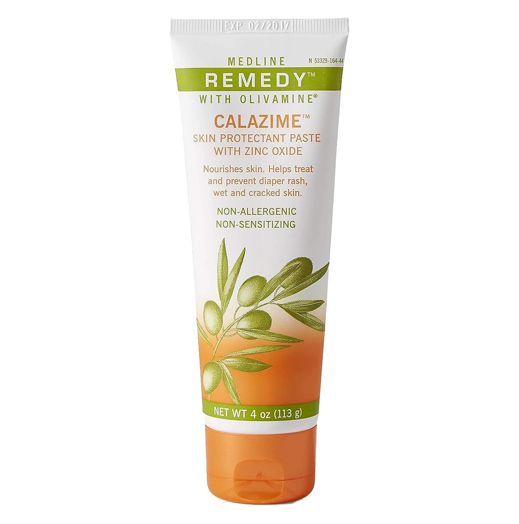 Medline Remedy Olivamine Calazime Skin Protectant Paste Cream, ki se uporablja s suhim Chapped iz Diaper izpuščaj, Inkontinenca, Dermatitis, Psoriaza, Burns, Bites, White, 4 Oz