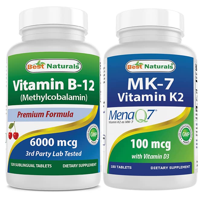 Najboljši naravni vitamin B12 6000 μg & vitamin K2 (MK7) z D3