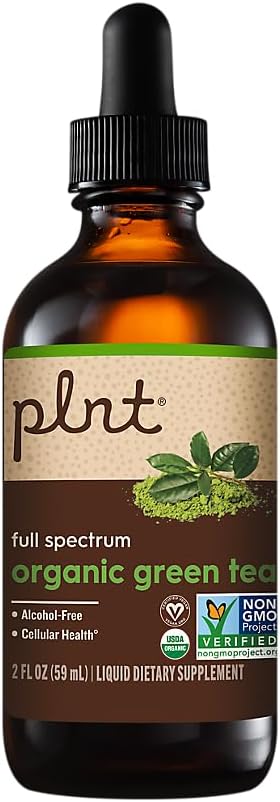 plnt Organski tekoči zeleni čaj celoten spekter podpira celično zdravje - Alkohol brez (2 fl. oz.)