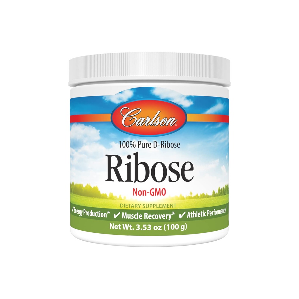 Carlson - Ribose, 100% čista D-riboza, ne-GMO, proizvodnja energije, okrevanje mišic in atletska zmogljivost, 3,53 oz (100 g)