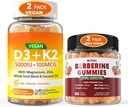 2Pack Vegan Vitamin D3 5000IU K2 Gumies+ 2Pack Berberine Dodatek 1500mg Gumies