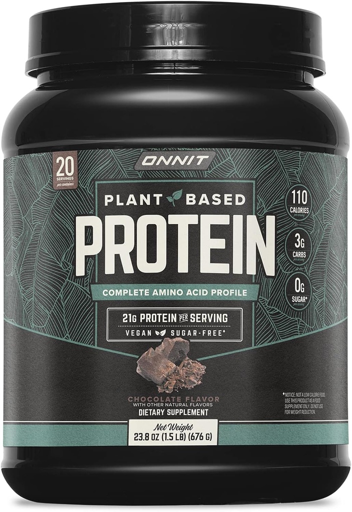 ONNIT na osnovi beljakovin v prahu, čokoladni aromi, 21 g beljakovin na serviranje, veganski in mlečni dodatek z 20 postrežbami na tub, 23,8 oz