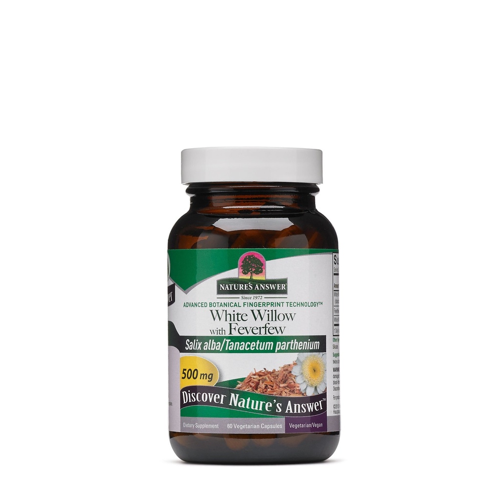 Narava je odgovor bela Willow s Feverfew 500mg 60-kapsule 