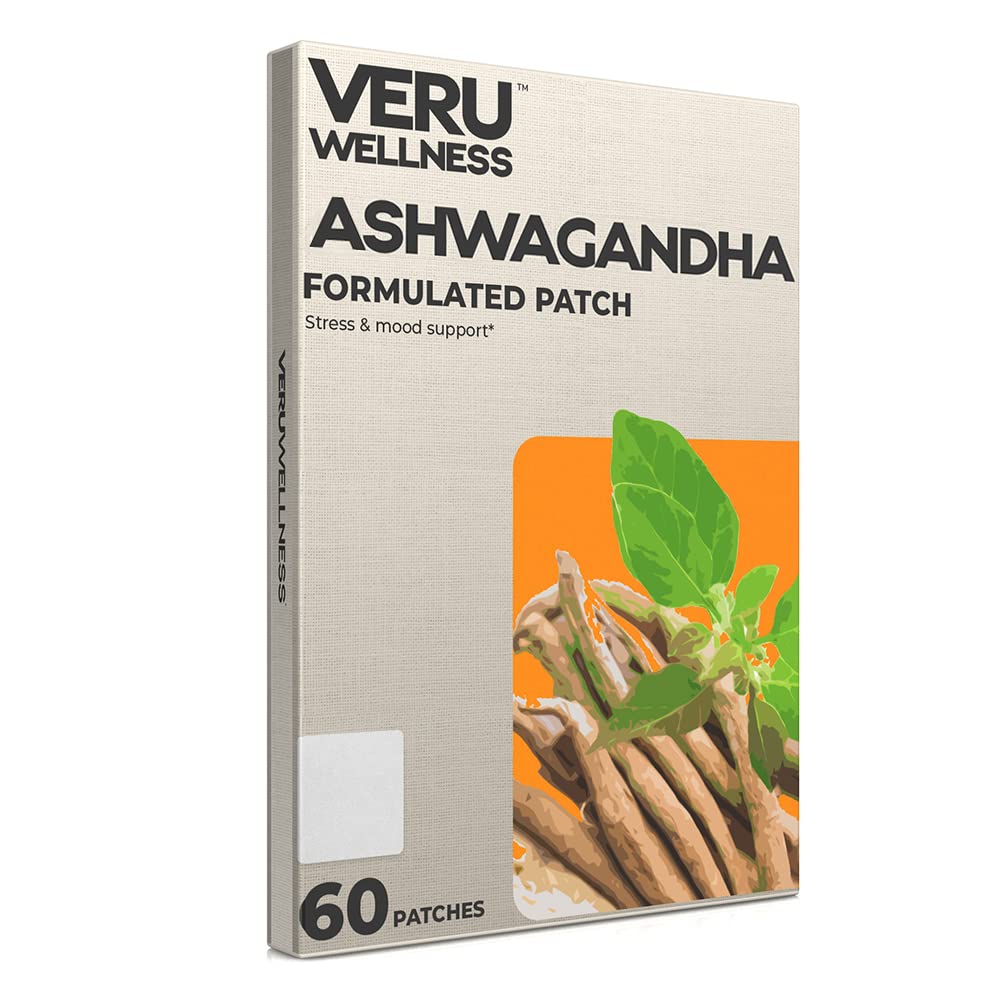 Veru Wellness Ashwagandha Patch - Stress Relief, naravna podpora razpoloženju, stres, energija, in fokus podpora Patch (60 Count)
