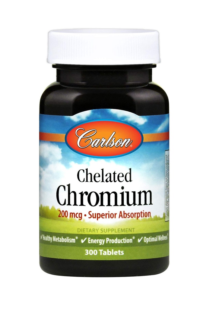 Carlson kelirani krom 200 μg superior absorpcija - zdrava presnova proizvodnja energije in optimalna Wellness - 300 tablet
