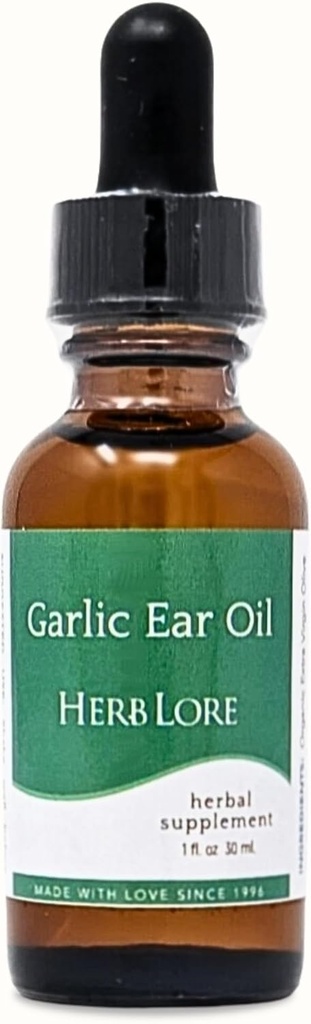 Kapljice česnovega ušesnega olja – pomirja suha, srbeča ali zamašena ušesa za otroke in odrasle - 1 fl oz - Herb Lore