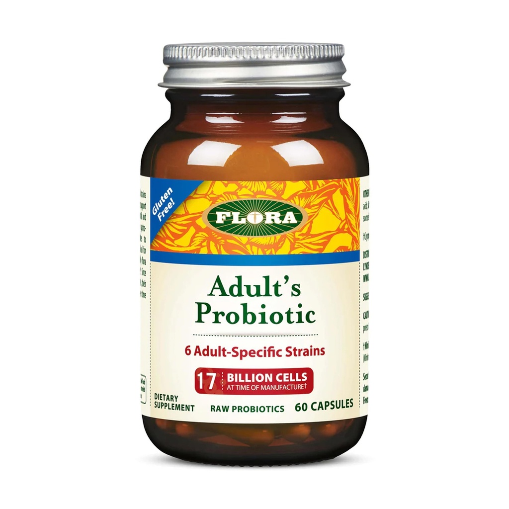 Probiotik Flore Adult - vegetarijanski dnevni probiotik za Gut & Digestive Health - vključuje Lactobacillus & Bifidobacterium - 17 milijard CFU - Gluten-free - Hranite ohlajeno - 60 kapsul
