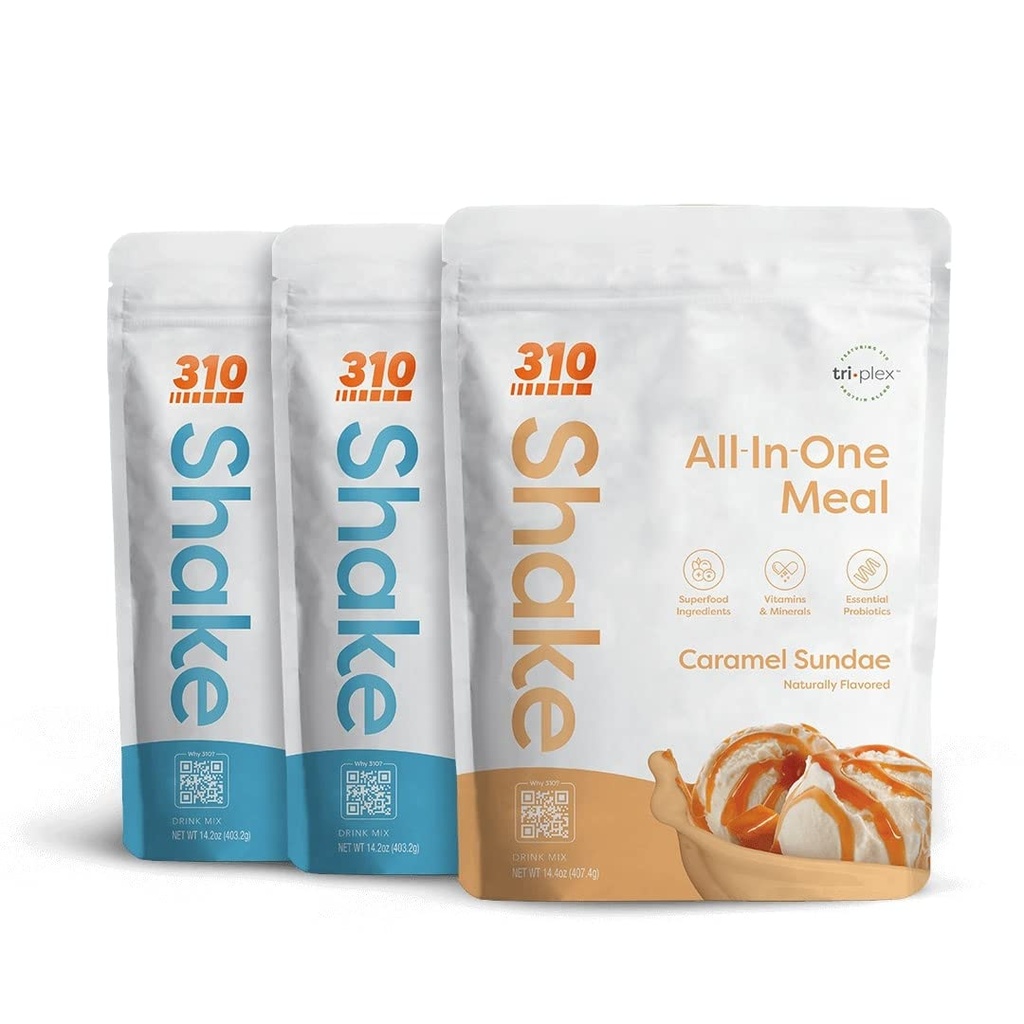310 Nutrition – All-In-One Mechange Shake - Nova formula z Fiber Rich Vegan Superfood Mešanica - naravna sladila - Nizko karb Shake, Keto & Paleo prijazno - Gluten Free - 26 Essential Vitamins & Minerals - Triple Flavor Pack